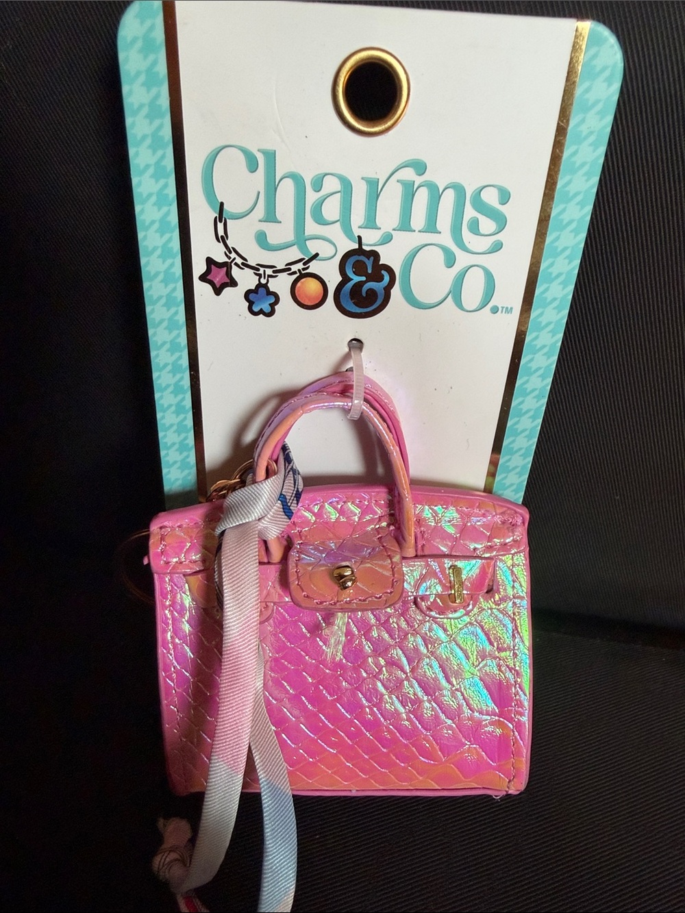 Pink Iridescent Mini Bag Charm